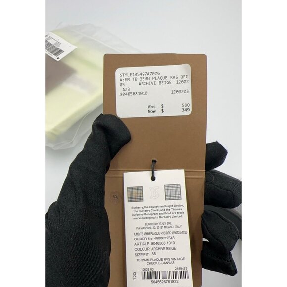 Burberry Men’s TB Monogram Motif Vintage Check Reversible Belt 85cm - Picture 7 of 9